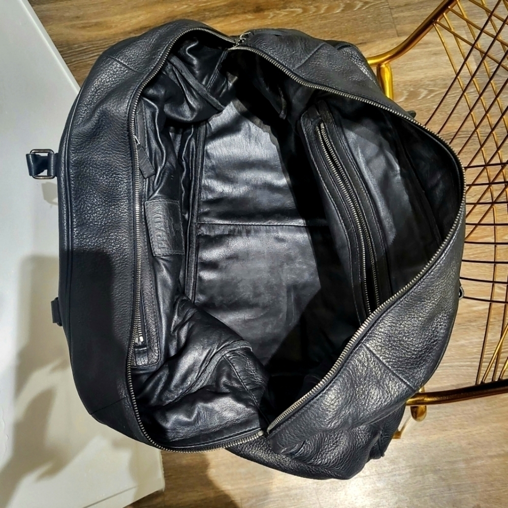 Prada | Black Leather Weekender Bag - Picture 8 of 11